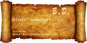 Binó Demeter névjegykártya